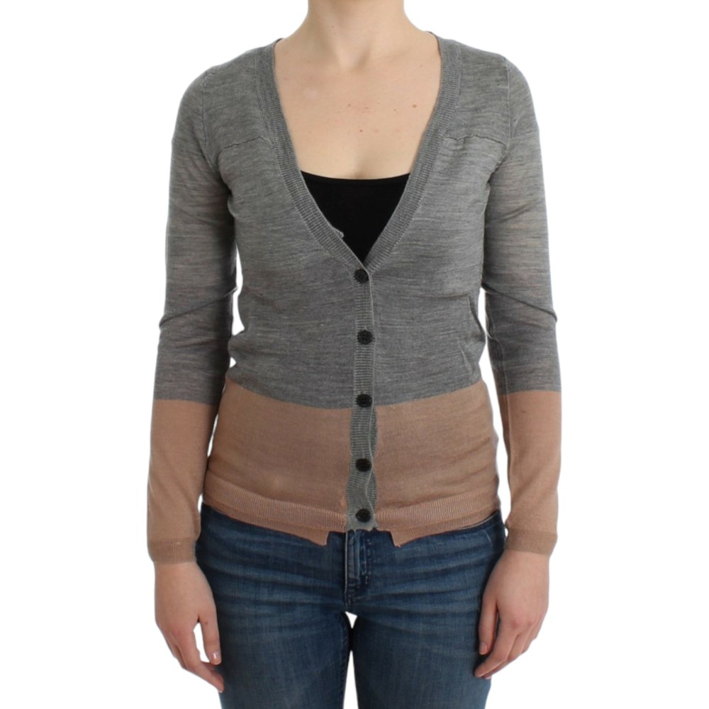 Costume National Elegante graue Strickjacke aus Acryl und Wolle