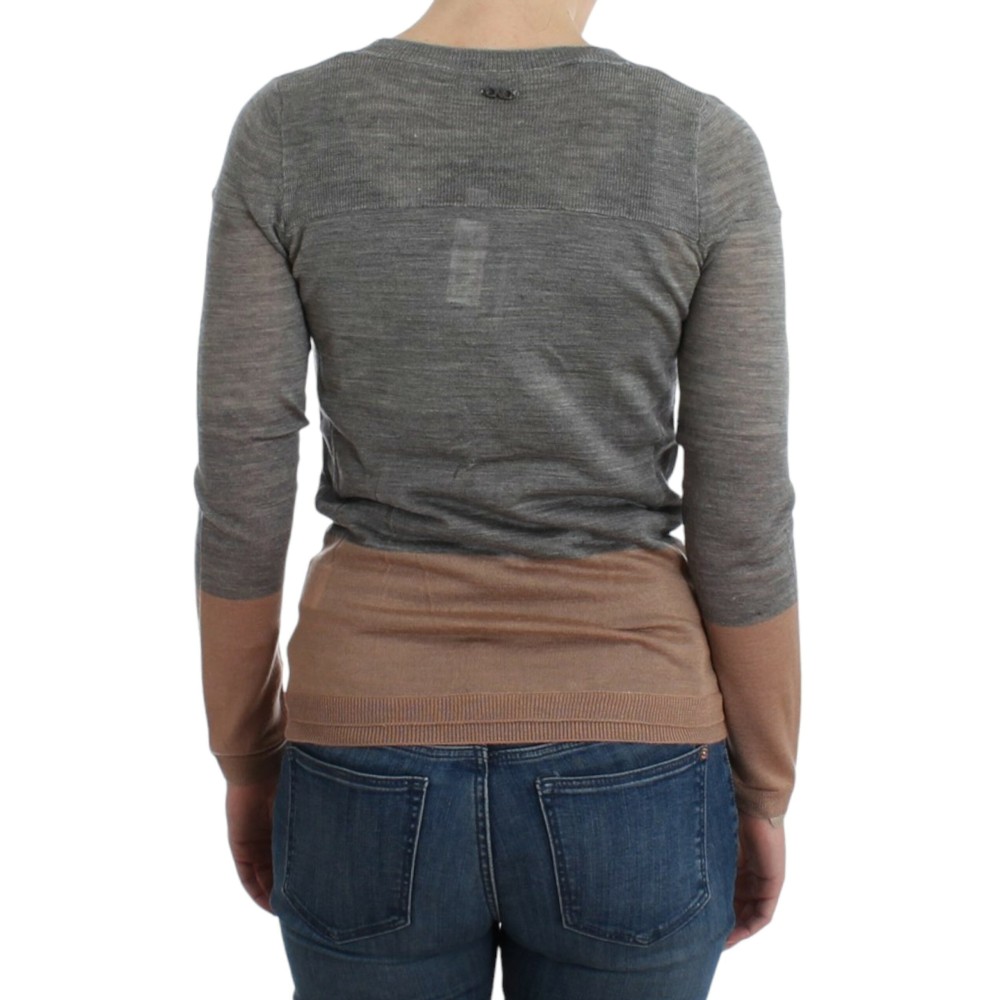 Costume National Elegante graue Strickjacke aus Acryl und Wolle