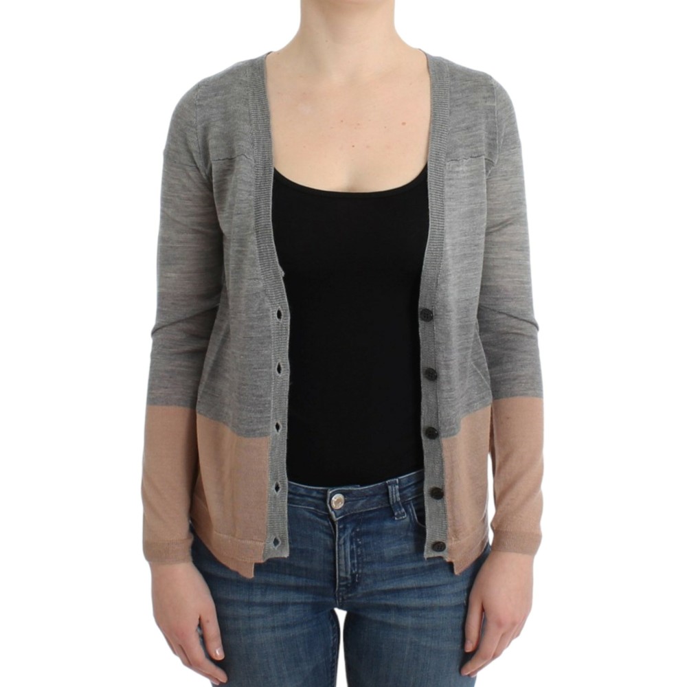 Costume National Elegante graue Strickjacke aus Acryl und Wolle