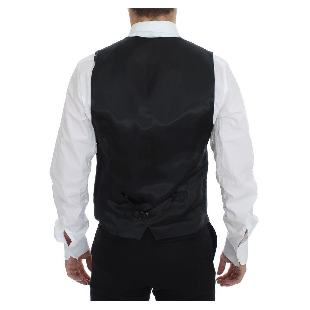 Dolce & Gabbana Elegantes Graues gestreiftes Wollkleid Weste