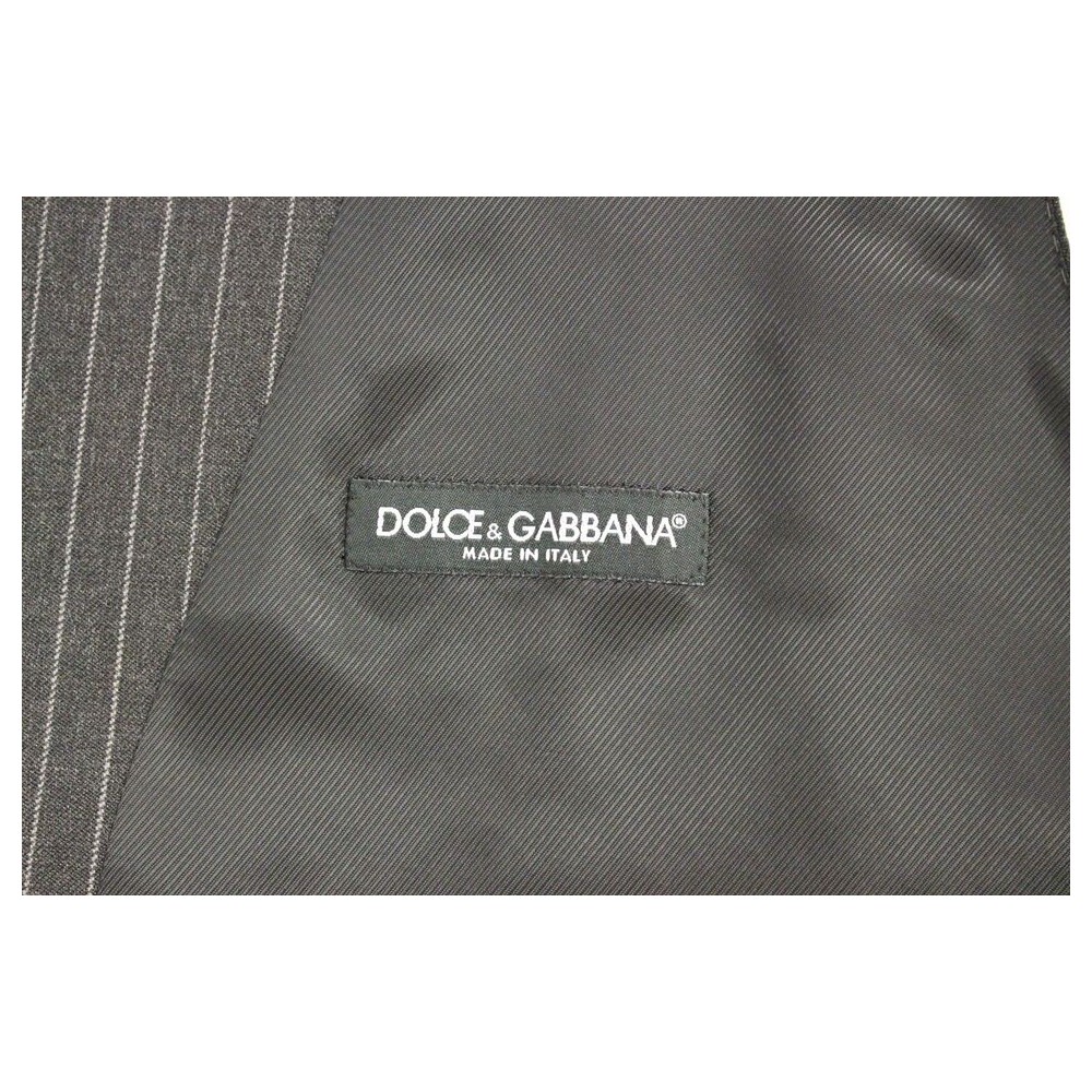 Dolce & Gabbana Elegantes Graues gestreiftes Wollkleid Weste