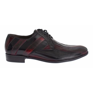 Dolce & Gabbana Elegante schwarz-bordeaux gestreifte Lederschuhe