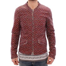 Dolce & Gabbana Exklusive Boxer Print Bordeaux Lederjacke