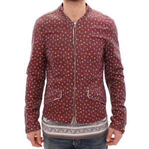 Dolce & Gabbana Exklusive Boxer Print Bordeaux Lederjacke
