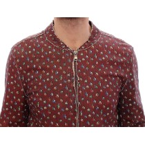 Dolce & Gabbana Exklusive Boxer Print Bordeaux Lederjacke