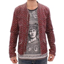 Dolce & Gabbana Exklusive Boxer Print Bordeaux Lederjacke