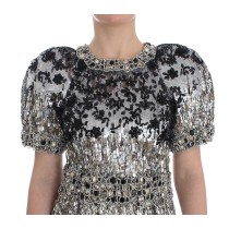 Dolce & Gabbana Silbernes kristallverziertes Etuikleid Masterpiece