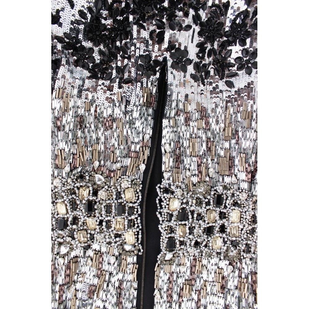 Dolce & Gabbana Silbernes kristallverziertes Etuikleid Masterpiece
