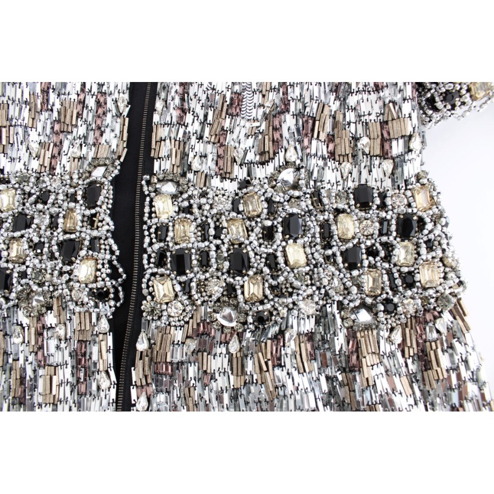 Dolce & Gabbana Silbernes kristallverziertes Etuikleid Masterpiece