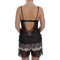 Dolce & Gabbana Elegantes schwarzes Seiden-Spitzen-Dessous-Chemise