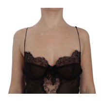 Dolce & Gabbana Elegantes schwarzes Seiden-Spitzen-Dessous-Chemise