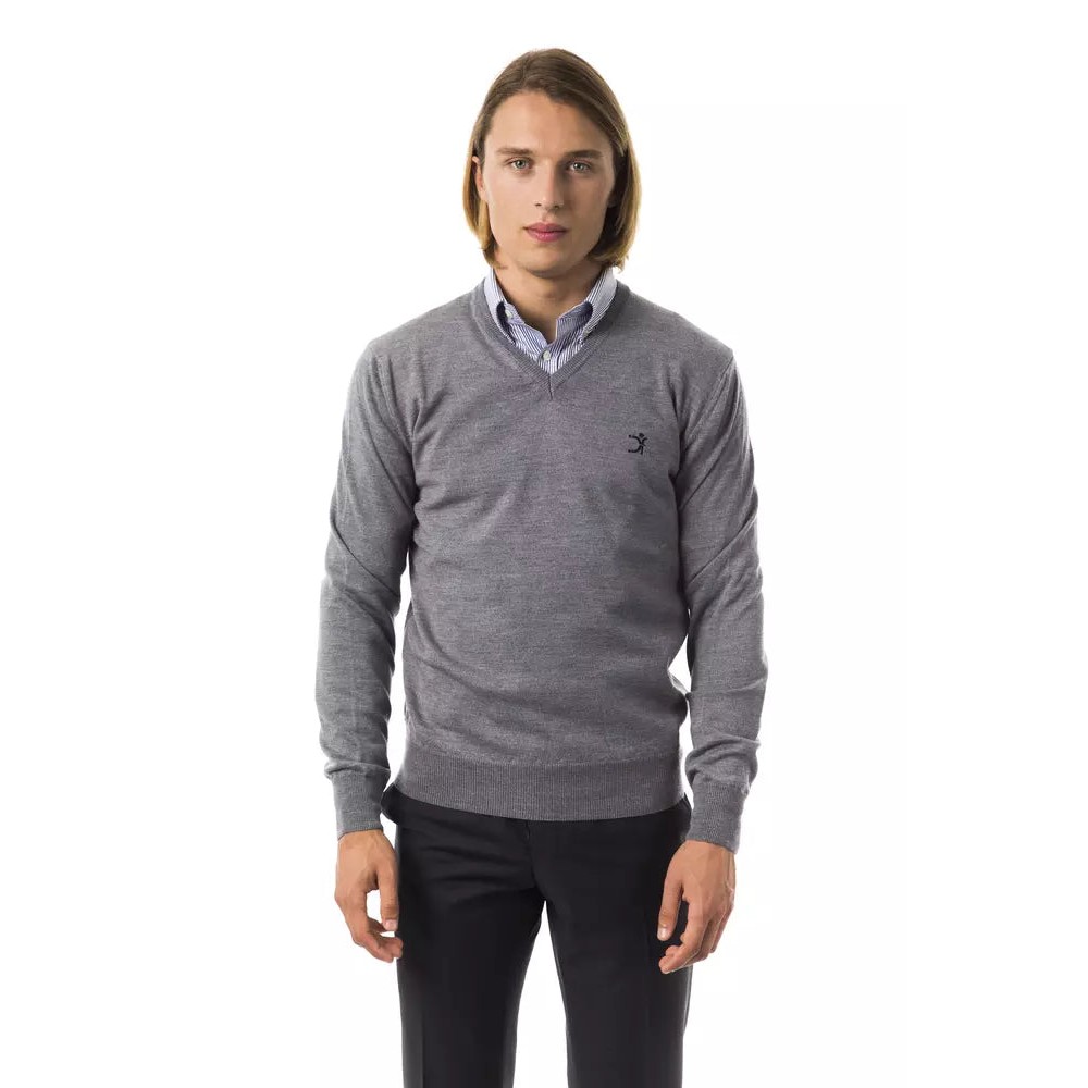 Uominitaliani Grauer Pullover aus Merinowolle für Männer