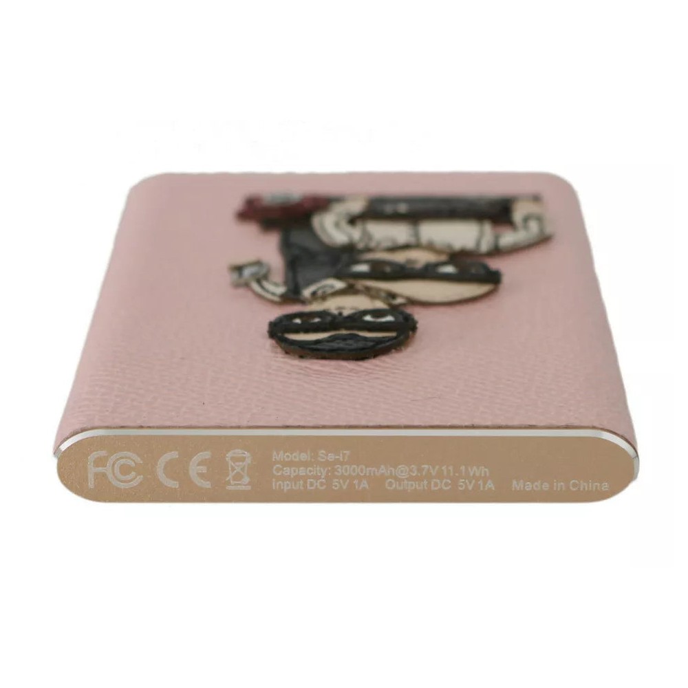 Dolce & Gabbana Schicke rosa Leder-Powerbank
