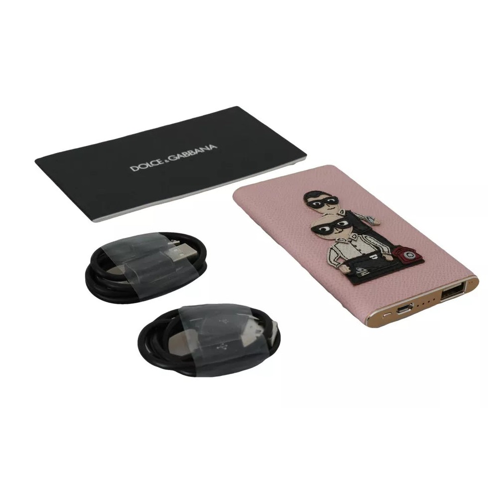 Dolce & Gabbana Schicke rosa Leder-Powerbank