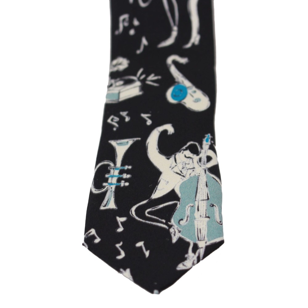 Dolce & Gabbana Elegante schwarze Seidenkrawatte mit Musikmuster