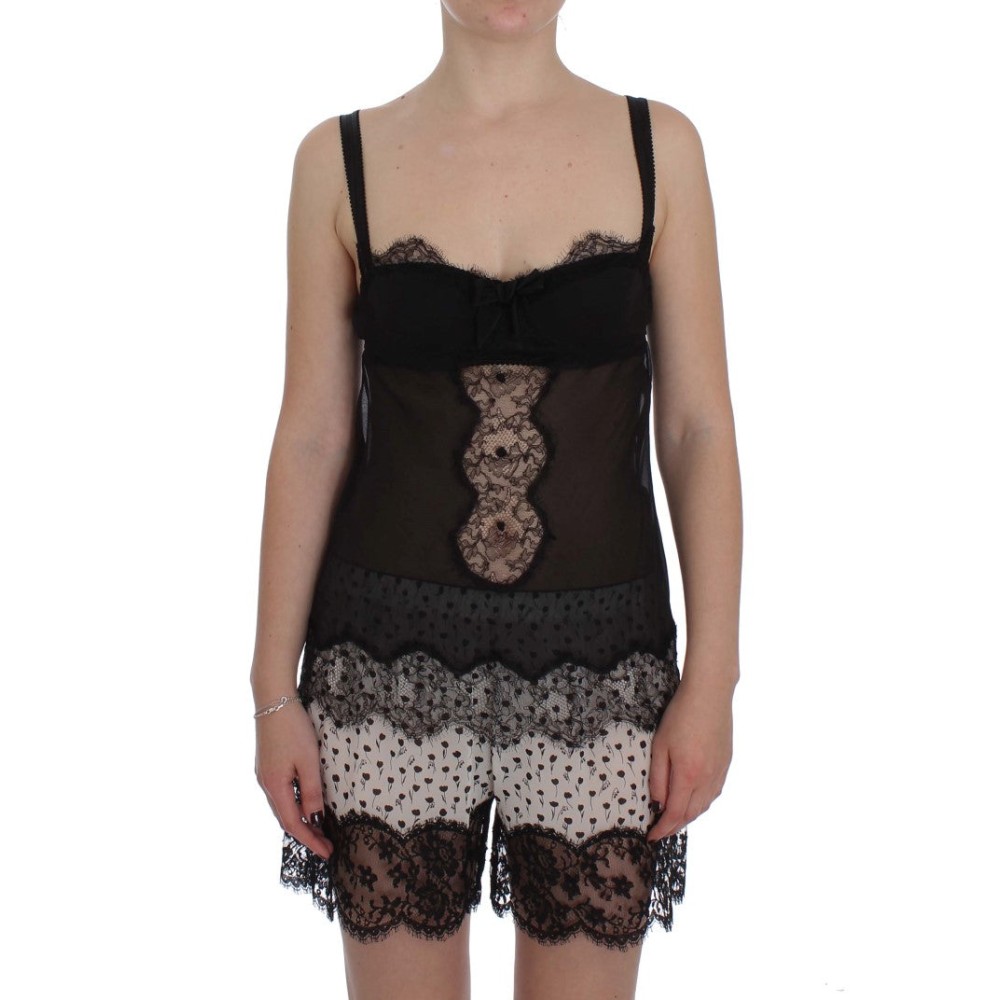 Dolce & Gabbana Elegantes Babydoll-Chemise aus floraler Spitze aus Seide