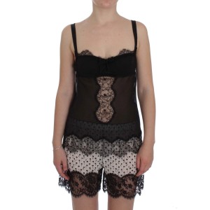 Dolce & Gabbana Elegantes Babydoll-Chemise aus floraler Spitze aus Seide