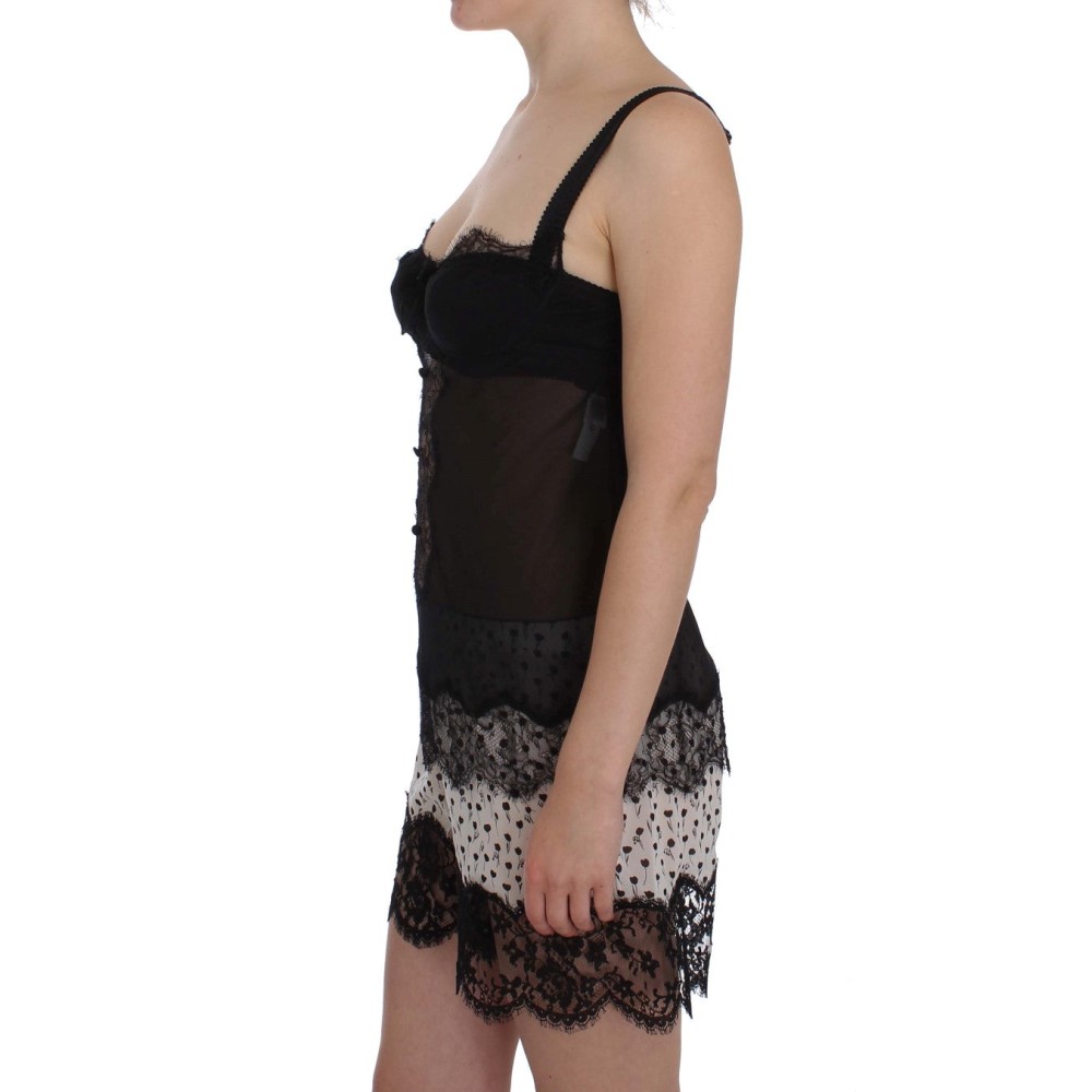 Dolce & Gabbana Elegantes Babydoll-Chemise aus floraler Spitze aus Seide