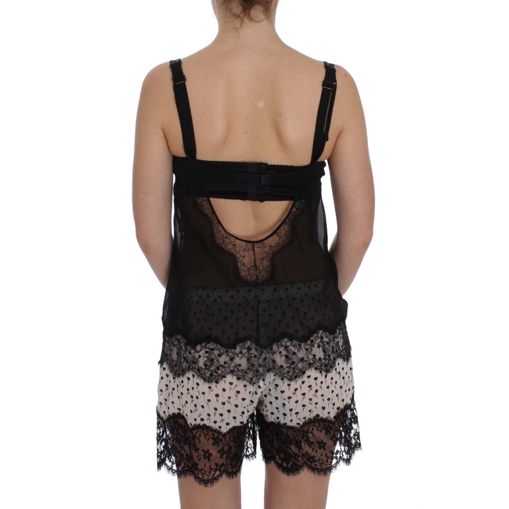 Dolce & Gabbana Elegantes Babydoll-Chemise aus floraler Spitze aus Seide