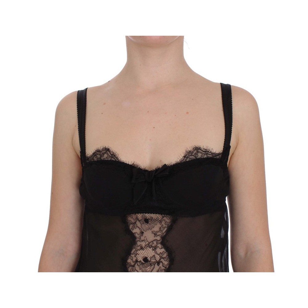 Dolce & Gabbana Elegantes Babydoll-Chemise aus floraler Spitze aus Seide