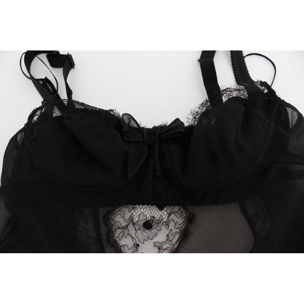 Dolce & Gabbana Elegantes Babydoll-Chemise aus floraler Spitze aus Seide