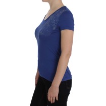 Ermanno Scervino Elegantes blaues T-Shirt mit Rundhalsausschnitt und Logo-Detail