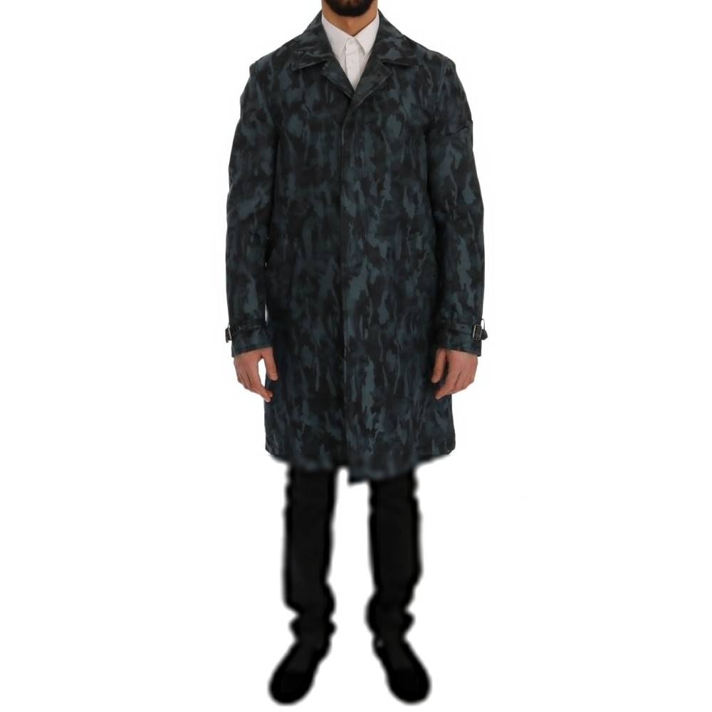 Dolce & Gabbana Blauer Camouflage Trenchcoat Eleganz