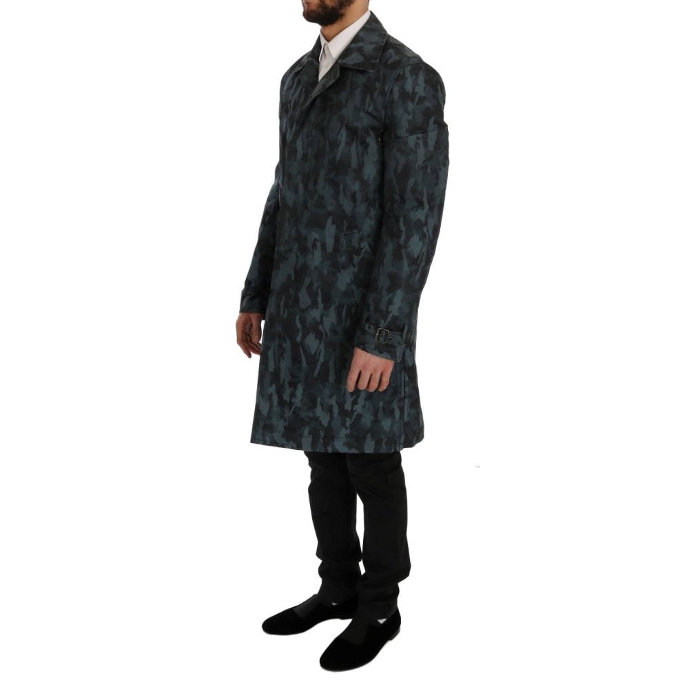 Dolce & Gabbana Blauer Camouflage Trenchcoat Eleganz