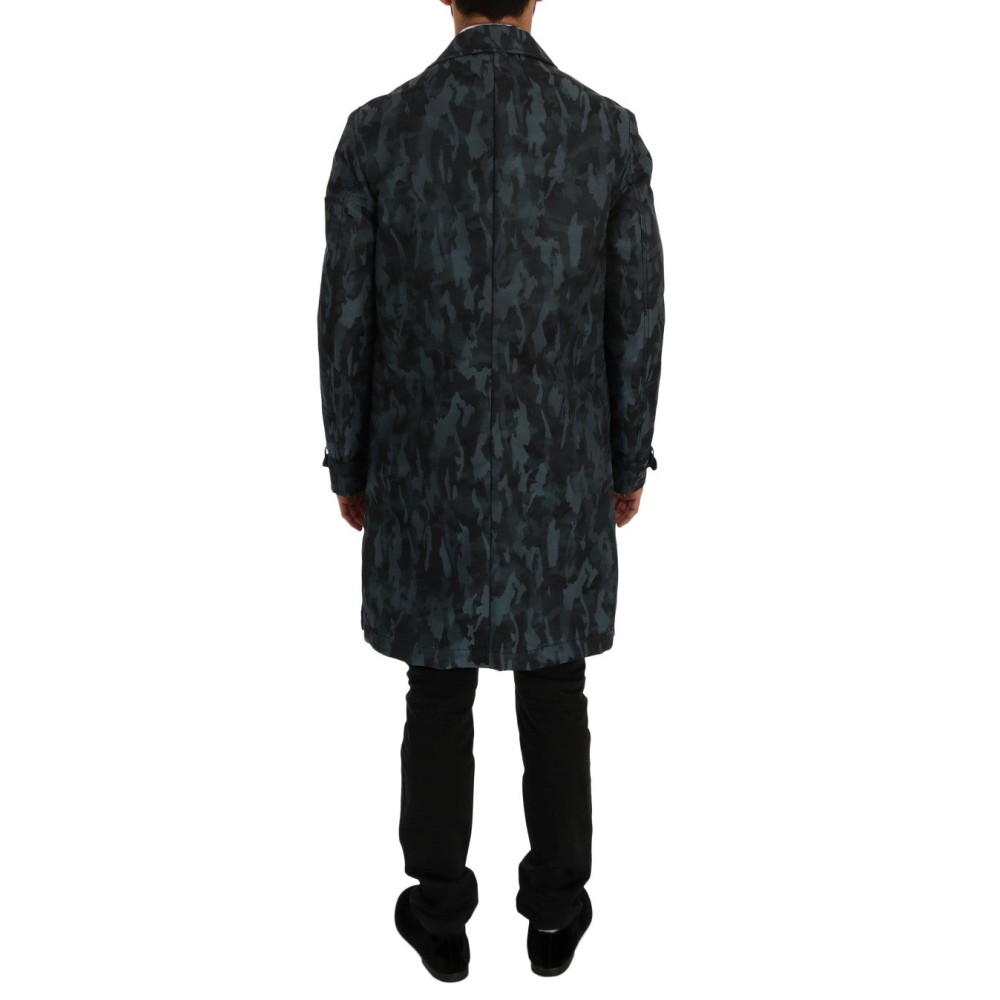 Dolce & Gabbana Blauer Camouflage Trenchcoat Eleganz
