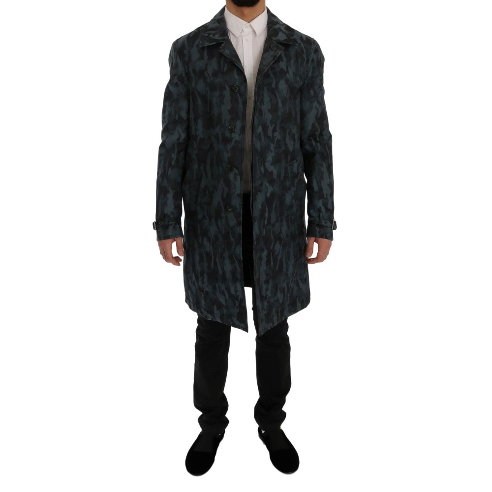 Dolce & Gabbana Blauer Camouflage Trenchcoat Eleganz