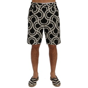 Dolce & Gabbana Schicke schwarz-weiß gemusterte Leinen-Shorts
