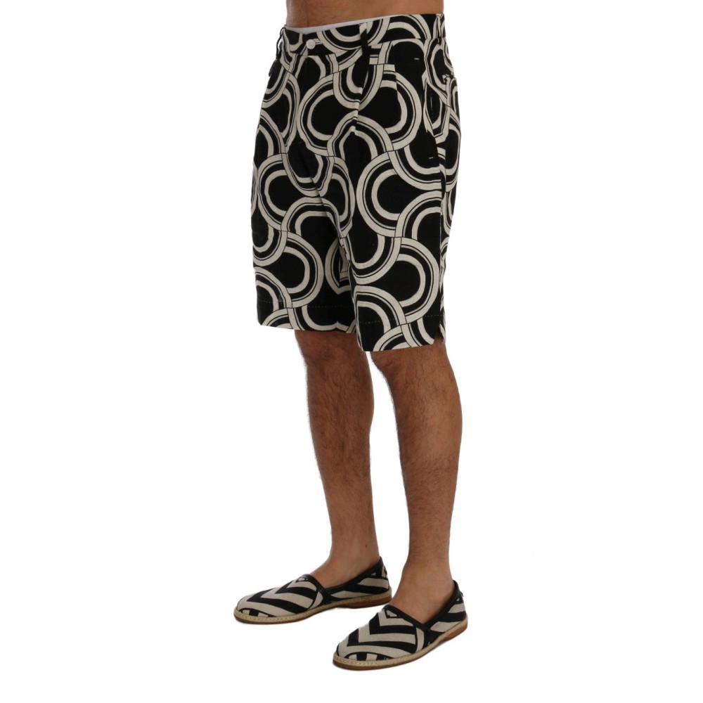 Dolce & Gabbana Schicke schwarz-weiß gemusterte Leinen-Shorts