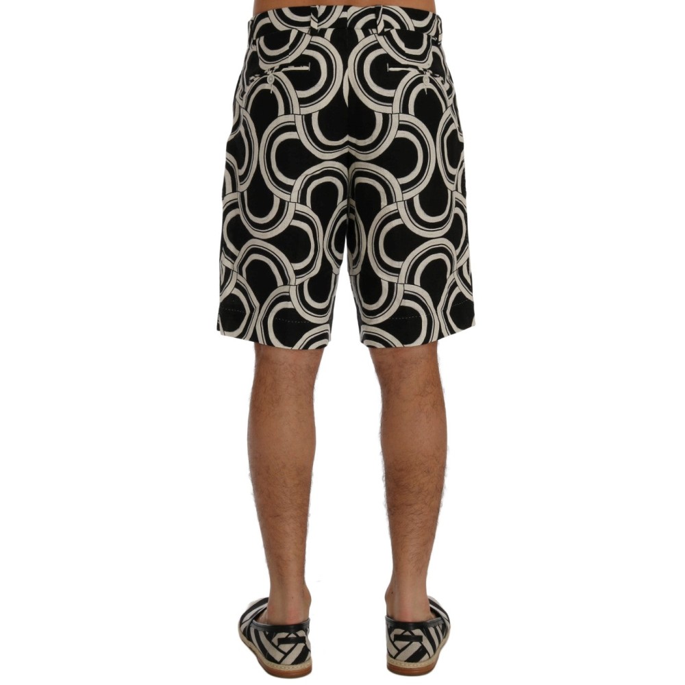 Dolce & Gabbana Schicke schwarz-weiß gemusterte Leinen-Shorts