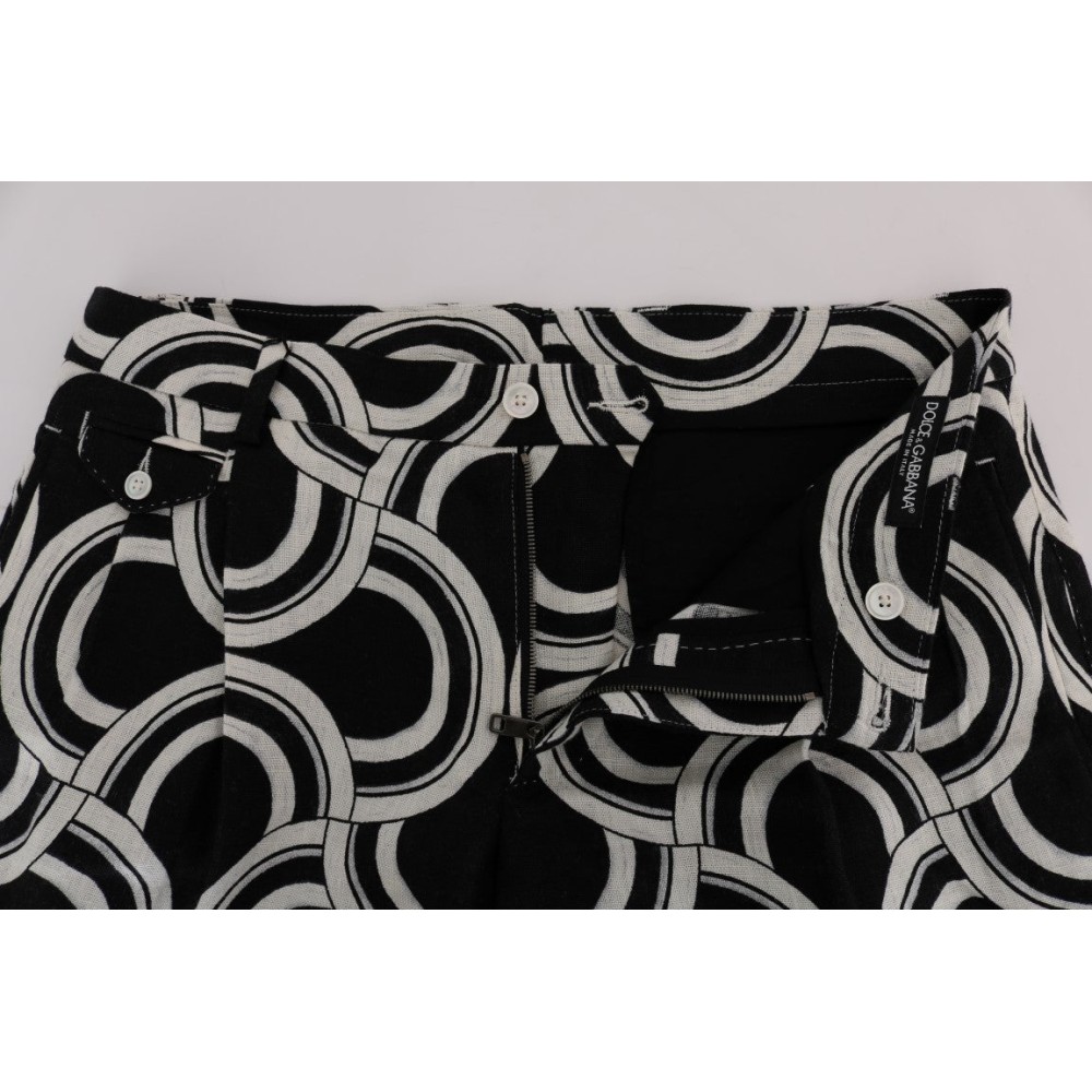 Dolce & Gabbana Schicke schwarz-weiß gemusterte Leinen-Shorts