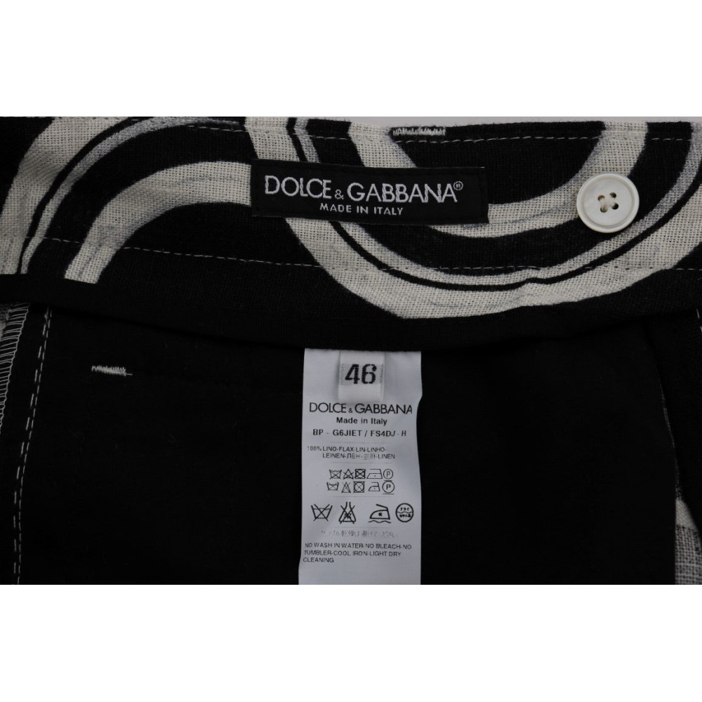 Dolce & Gabbana Schicke schwarz-weiß gemusterte Leinen-Shorts