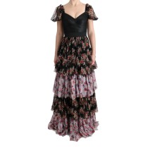 Dolce & Gabbana Elegantes florales Etuikleid aus mehrfarbiger Seidenmischung