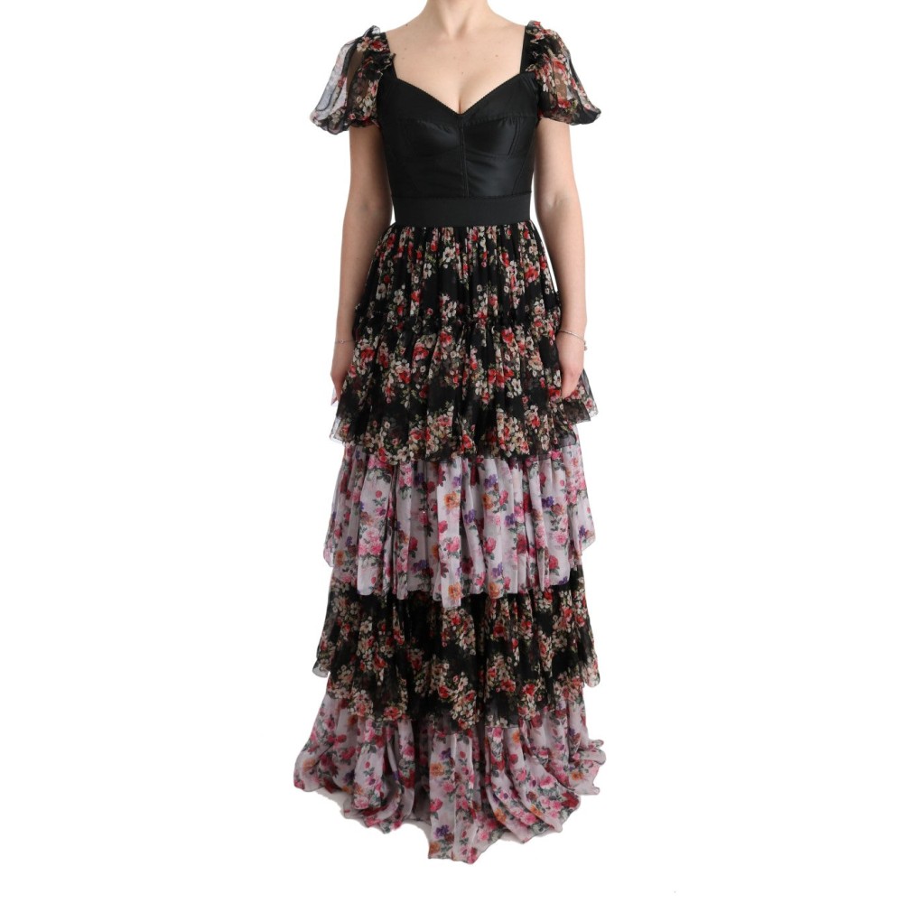Dolce & Gabbana Elegantes florales Etuikleid aus mehrfarbiger Seidenmischung