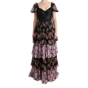 Dolce & Gabbana Elegantes florales Etuikleid aus mehrfarbiger Seidenmischung