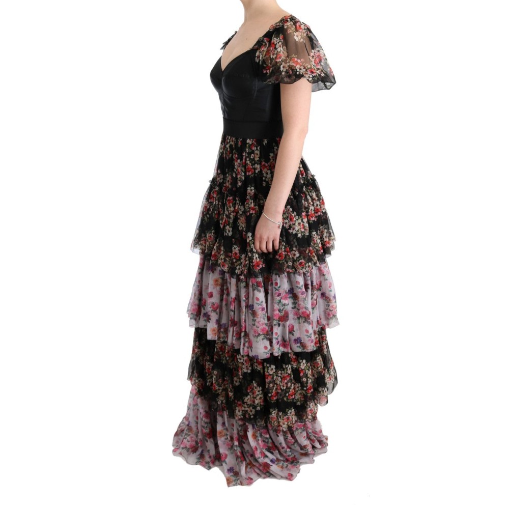 Dolce & Gabbana Elegantes florales Etuikleid aus mehrfarbiger Seidenmischung