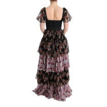 Dolce & Gabbana Elegantes florales Etuikleid aus mehrfarbiger Seidenmischung