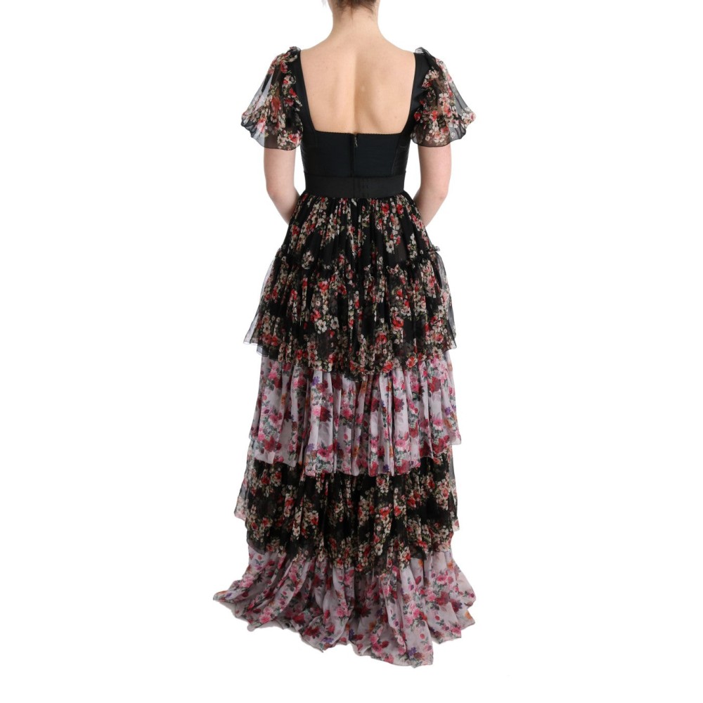 Dolce & Gabbana Elegantes florales Etuikleid aus mehrfarbiger Seidenmischung