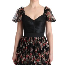 Dolce & Gabbana Elegantes florales Etuikleid aus mehrfarbiger Seidenmischung