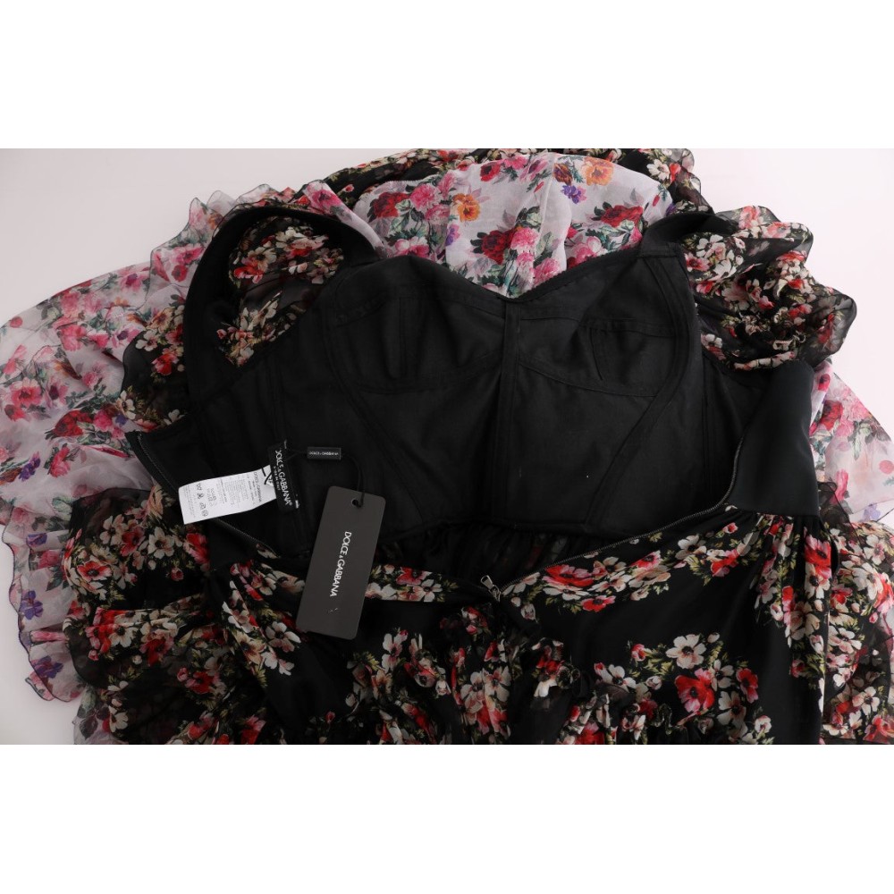 Dolce & Gabbana Elegantes florales Etuikleid aus mehrfarbiger Seidenmischung