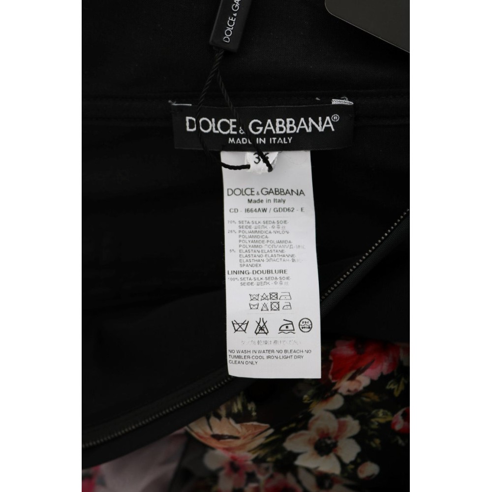 Dolce & Gabbana Elegantes florales Etuikleid aus mehrfarbiger Seidenmischung