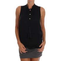 Versace Jeans Schickes ärmelloses schwarzes Hemd Bluse