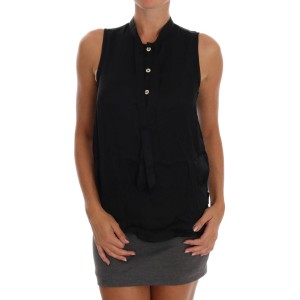 Versace Jeans Schickes ärmelloses schwarzes Hemd Bluse