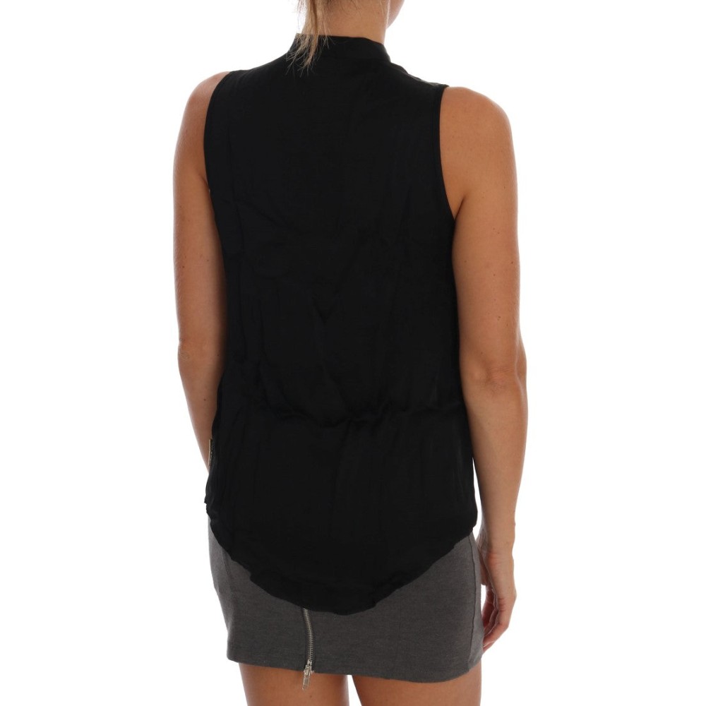Versace Jeans Schickes ärmelloses schwarzes Hemd Bluse