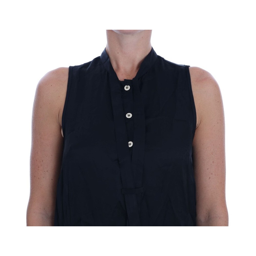 Versace Jeans Schickes ärmelloses schwarzes Hemd Bluse