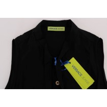 Versace Jeans Schickes ärmelloses schwarzes Hemd Bluse