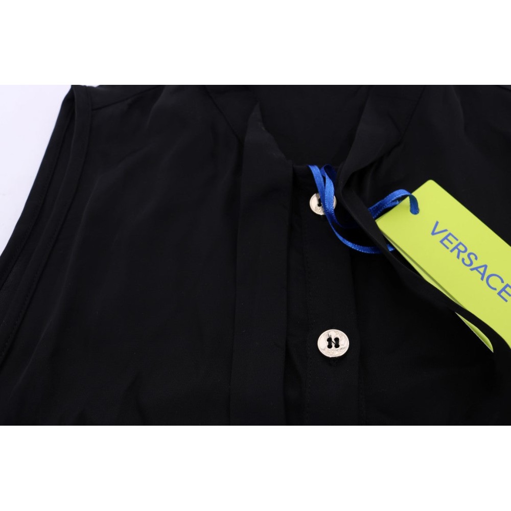Versace Jeans Schickes ärmelloses schwarzes Hemd Bluse